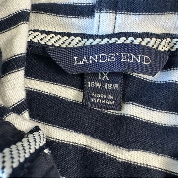 Lands End Tunic Hoodie Henley Navy Blue White Stripes Nautical Womens Plus 1X - Picture 2 of 10
